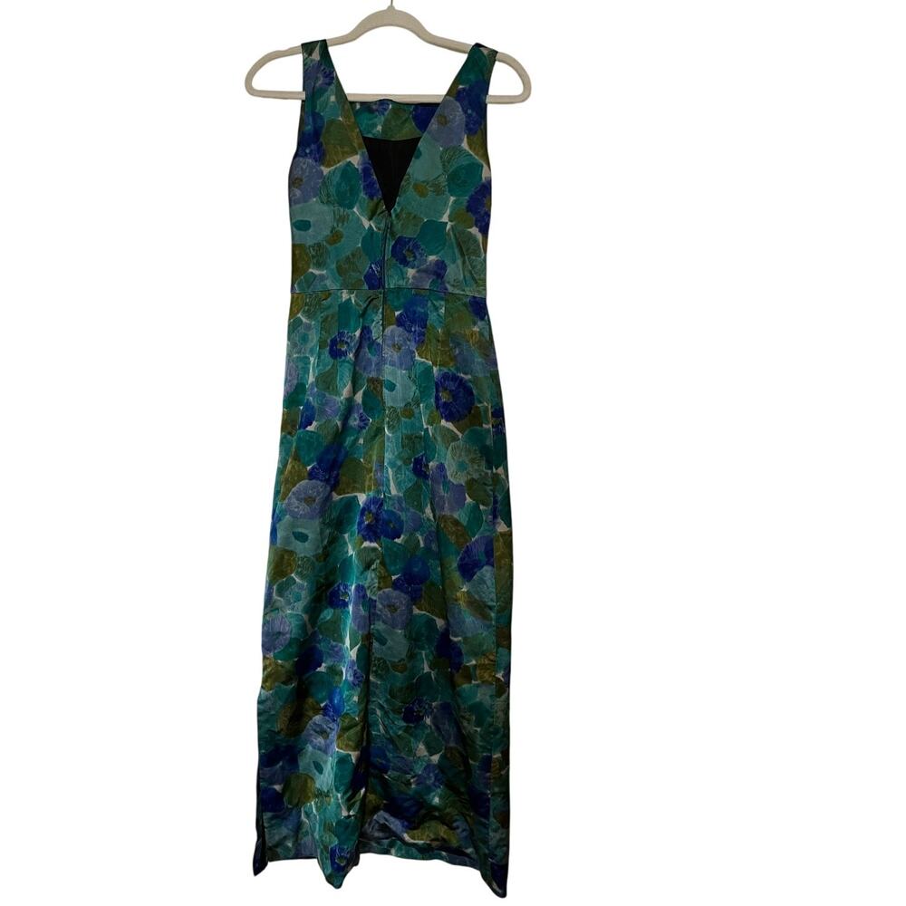 House of 1833 | Vintage 60's Silk Custom Evening Dress Peacock Blue and Green